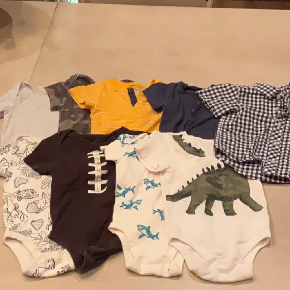 Set of 9 Short Sleeve Baby Boy Shirts/Bodysuits